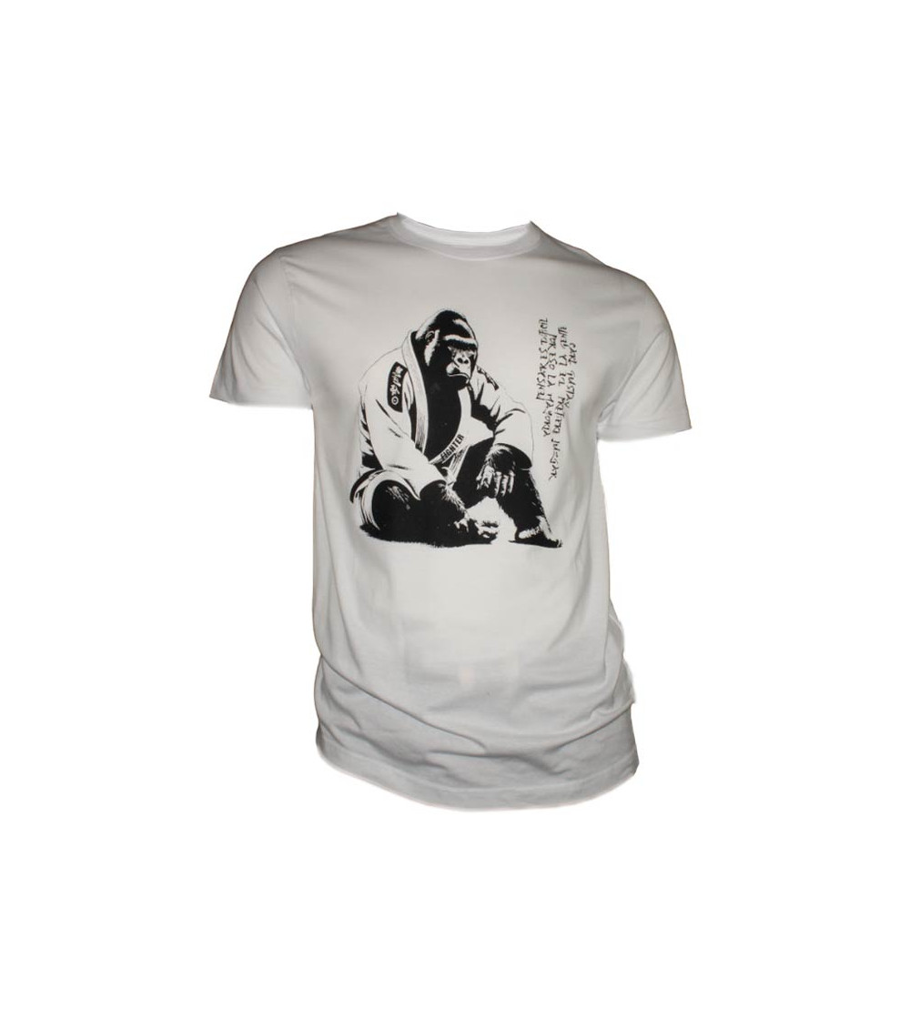 Camiseta gorila BJJ color blanco. Bushi Sport